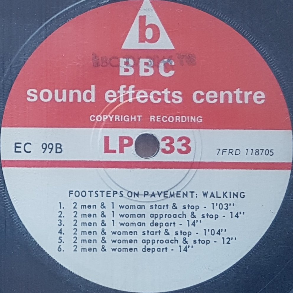 EC 99B Footsteps on pavement: Walking Not registered from the BBC records and Tapes library Label